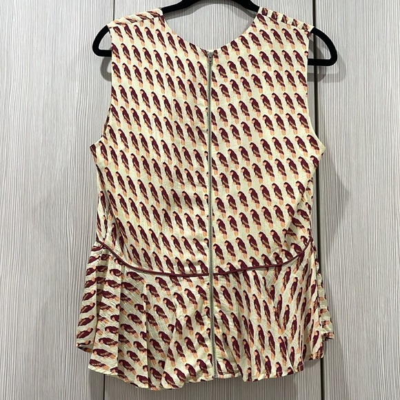 H&M Parrot Peplum Top – Pastel Green with Purple & Pink Parrots | Size‎ 12 - Picture 2 of 11